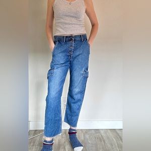 Vince button up, cargo cropped jeans